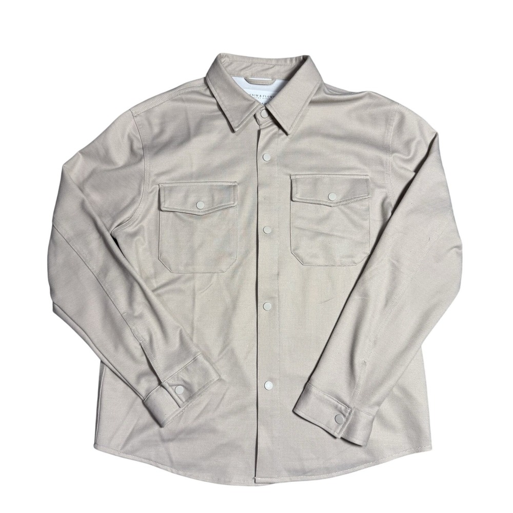 Denim & Flower Ricky Singh Men XL Tan Snap Front LongSleeve Shirt Jacket Shacket - Picture 1 of 3